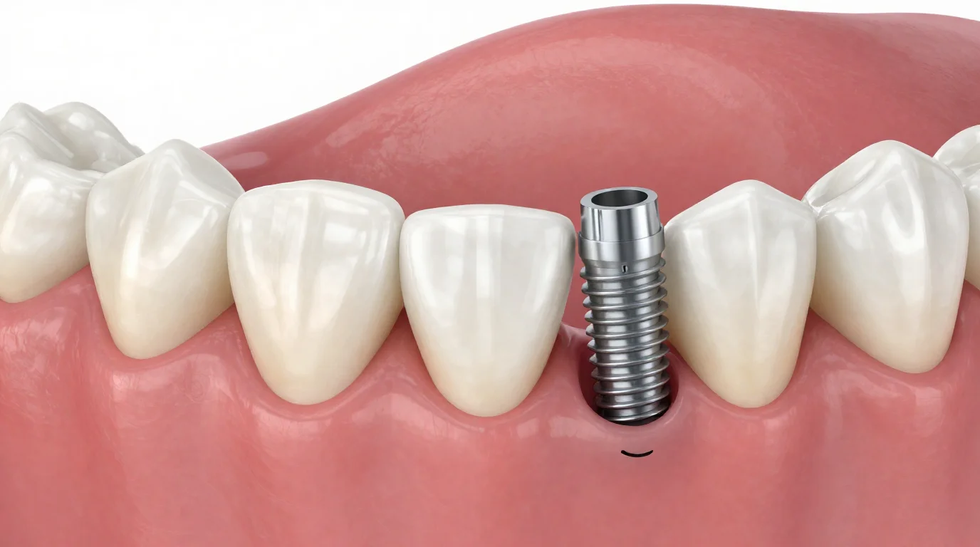 3D illustration of dental implant post in jawbone showing loose implant concept at Gentle Dental of NJ Newark